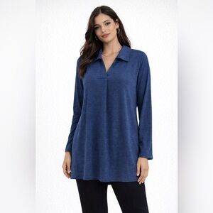 PAPA Vancouver Deep Blue Tunic Top NWT